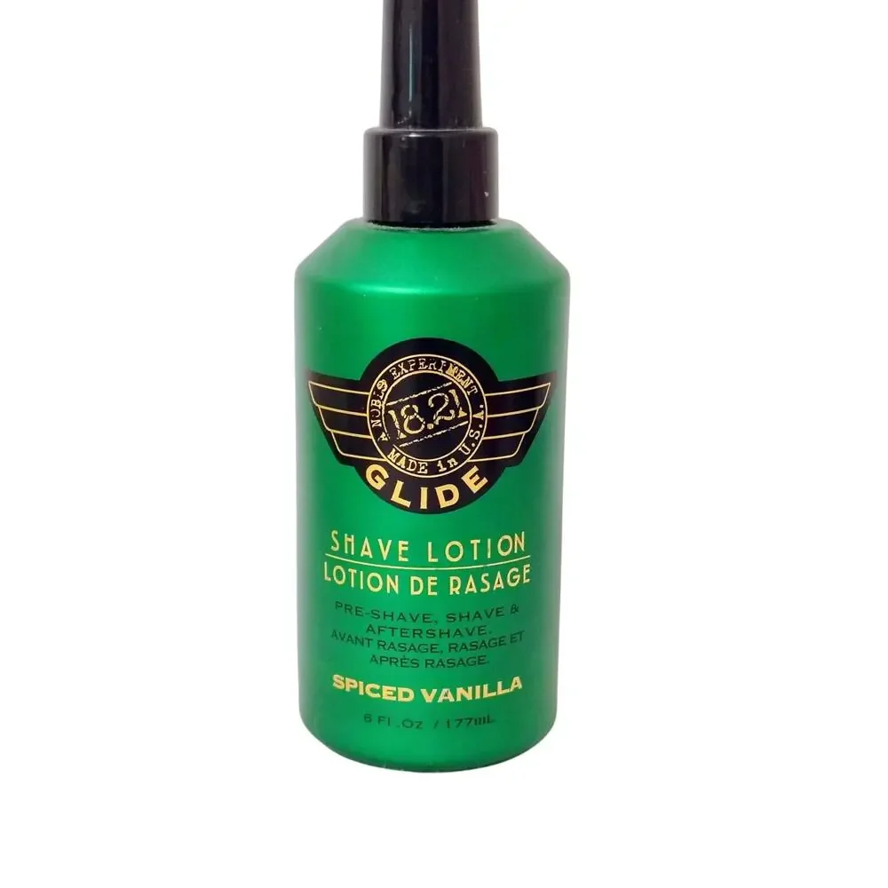 1821 Glide Shave Lotion Spiced Vanilla 6 oz. Mens Pre Shave Shave Aftershave NEW